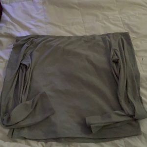 Off the shoulder dark grey long sleeved, crop top.